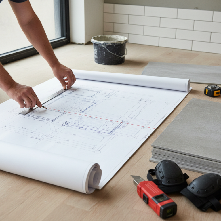 Illustration réaliste sur Calepinage : préparez votre pose de carrelage sans surprise